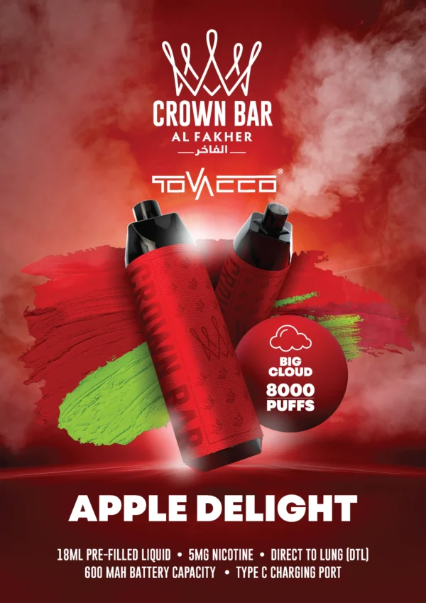 Al Fakher Vape Crown Bar Big Cloud 8000 Puffs 5% Nikotynowy jednorazowy Vape Hurtowy - Magazyn europejski - BeerVape - 7