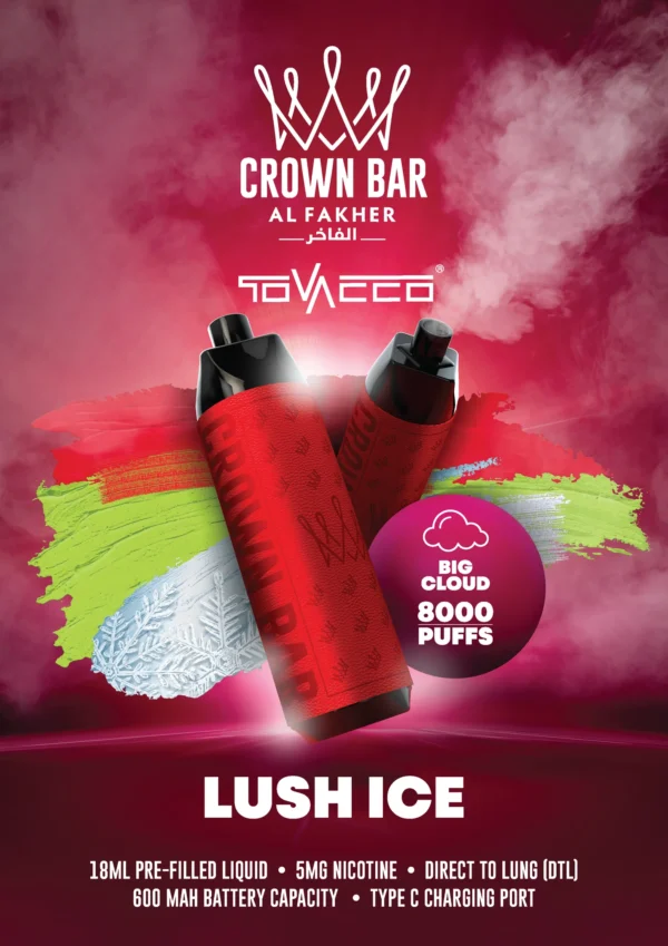 Al Fakher Vape Crown Bar Big Cloud 8000 Puffs 5% Nikotynowy jednorazowy Vape Hurtowy - Magazyn europejski - BeerVape - 2