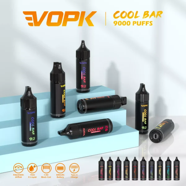 VOPK COOL BAR-9000 PUFFS 0% 2% 3% 5% Nicotine Disponibel Vape grossist - BeerVape - 1