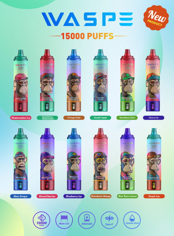 WASPE 15000 PUFFS 0% 2% 3% 5% Nicotina Vape desechable al por mayor - BeerVape - 1