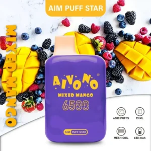 AIVONO AIM PUFFSTAR 6500 Puffs 0% 2% 5% Niskonikotynowy, jednorazowy, wielokrotnego ładowania Vapes Pen Luzem Kup hurtowo - BeerVape - 12