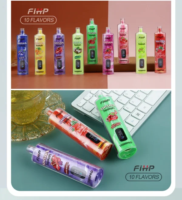 FIHP Shisha Hookah 15000 Pro Puffs 6mg Caneta Vapes descartáveis ​​recarregáveis ​​com baixo teor de nicotina em massa Comprar no atacado - BeerVape - 13