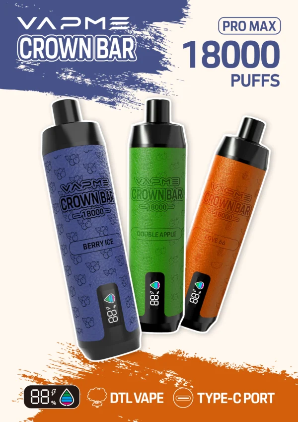 Vapme Crown Bar 18000 PRO MAX 2% 5% Nikotyna 18000 zaciągnięć Akumulatorowe jednorazowe waporyzatory Kup hurtowo - BeerVape - 1