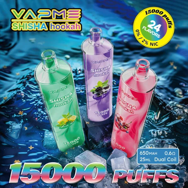 Vapme Shisha Hookah 15000 Puffs 0% 2% Nicotina Recarregável Vapes descartáveis ​​em massa comprar atacado - BeerVape - 1
