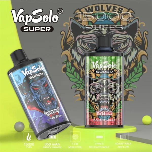 Vapsolo Super 15000 Puffs 2% 5% с низким содержанием никотина. Купить перезаряжаемую одноразовую ручку для вейпов оптом - BeerVape - 2
