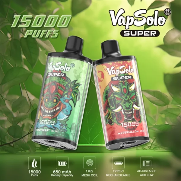 Vapsolo Super 15000 Puffs 2% 5% с низким содержанием никотина Купить перезаряжаемую одноразовую ручку для вейпов оптом - BeerVape - 1