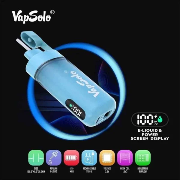 Vapsolo Tornado Pro 12000 Puffs 2% 5% Stylo vapes jetable rechargeable à faible teneur en nicotine en vrac Acheter en gros - BeerVape - 8