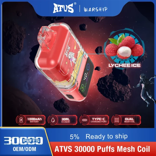 ATVS 30000 Puffs Dual Mesh 5% Vapes desechables recargables con bajo contenido de nicotina Compra a granel al por mayor - BeerVape - 5