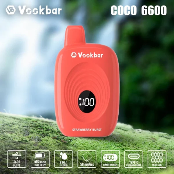 Vookbar Coco 6600 Puffs Cyfrowy inteligentny ekran 3% Nikotynowy akumulator Jednorazowy długopis Vapes Kup hurtowo - BeerVape - 4