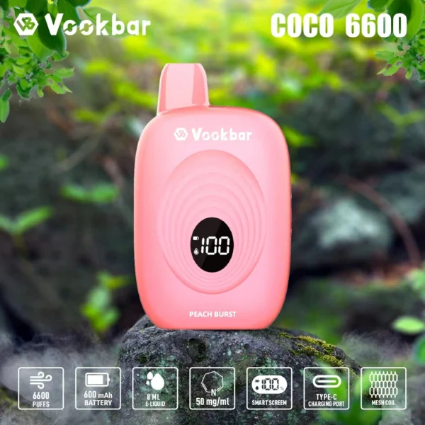 Vookbar Coco 6600 Puffs Cyfrowy inteligentny ekran 3% Nikotynowy akumulator Jednorazowy długopis Vapes Kup hurtowo - BeerVape - 5