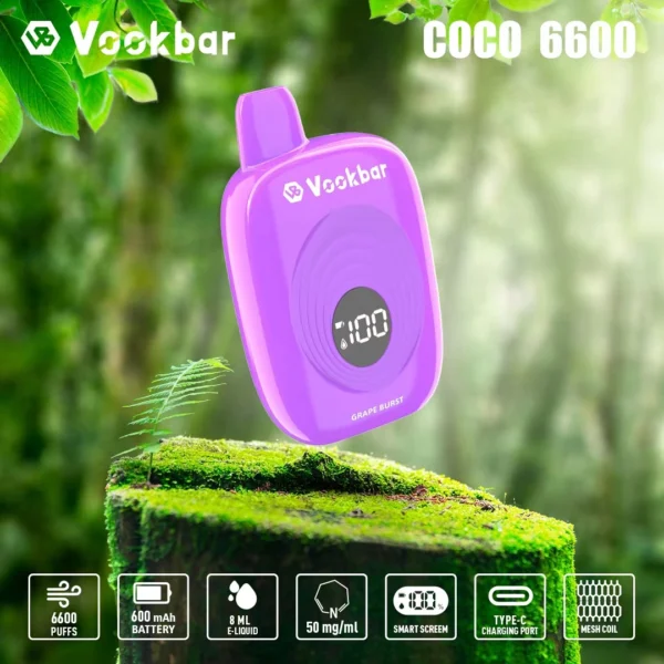 Vookbar Coco 6600 Puffs Cyfrowy inteligentny ekran 3% Niskonikotynowy jednorazowy długopis Vapes Kup hurtowo - BeerVape - 6