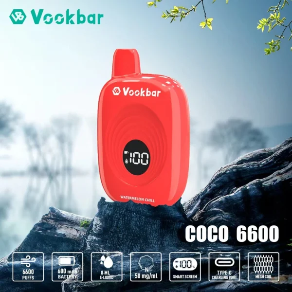 Vookbar Coco 6600 Puffs Cyfrowy inteligentny ekran 3% Niskonikotynowy akumulatorowy jednorazowy długopis Vapes Kup hurtowo - BeerVape - 8